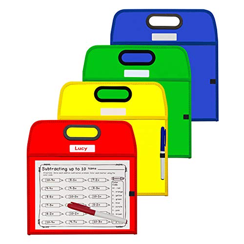 C-Line Portable Dry-Erase Pockets - Study Aid, Assorted Primary Colors, 10 x 13, 1/EA