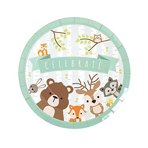 Fun Express - Woodland Party Dinner Plates (8pc) for Birthday - Party Supplies - Print Tableware - Print Plates & Bowls - Birthday - 8 Pieces