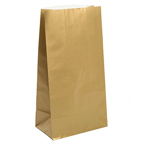 Unique Industries Metallic Gold Paper Favor Bags, 10ct