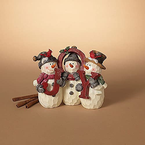 Gerson 2649990 Resin Snowman with Joy Decorative Sign, 8.4-inch Length