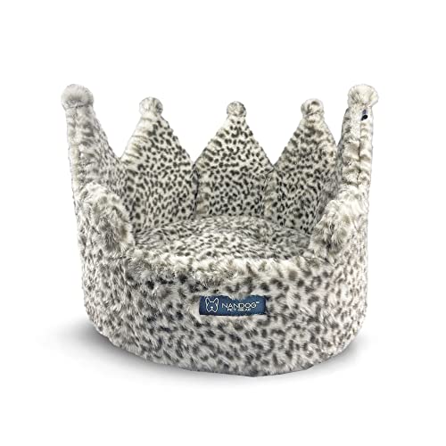 NANDOG PET Gear Crown Dog and Cat Bed Collection for Small Breeds - Made of Ultra Soft Micro-Plush Material (Leopard / Large)