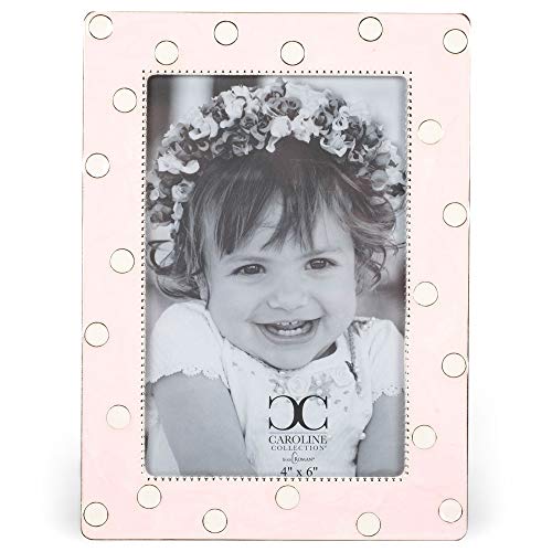 Roman 19003 Caroline Collection Polka Dot Decorative Frame, Holds 4 X 6-inch Photo, 7.25-inch Height. Pink