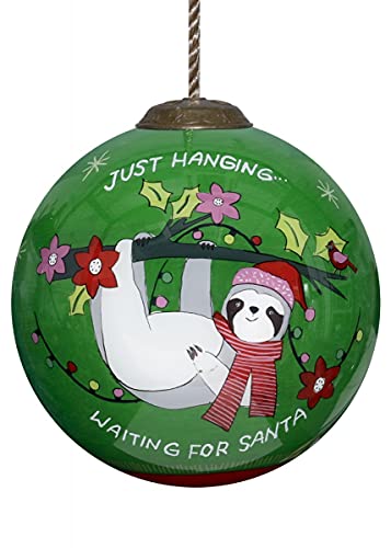 Inner Beauty 2011019 Just Hanging Waiting on Santa Glass Ornament, 3-inch Diameter