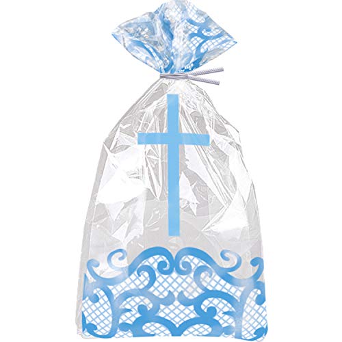 Unique Industries Fancy Blue Cross Cellophane Bags - 20 Pcs