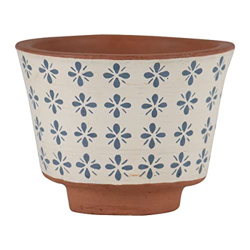 Foreside Home & Garden White & Blue Terracotta Planter