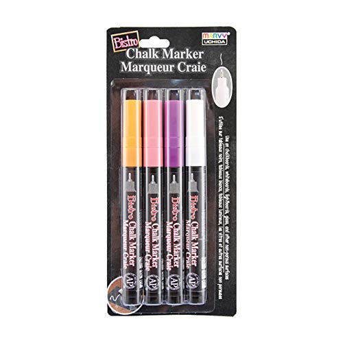 Uchida of America 485-4H Extra Fine Tip Bistro Chalk Marker Set, Multicolor 4 Pack