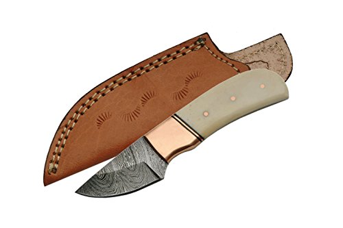 SZCO Supplies Bone/Copper Damascus Steel Skinning Knife Damascus Steel Knife