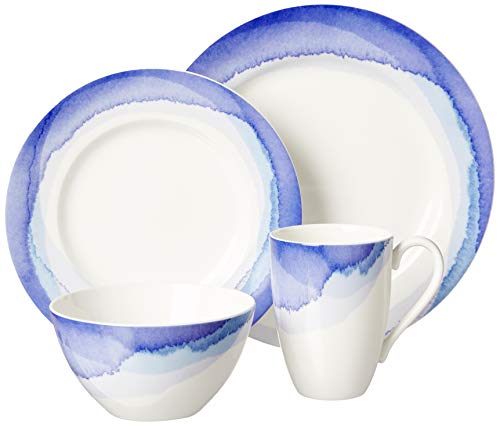 Lenox Indigo Watercolor Stripe 4pc Place Setting, 5.60 LB, Blue
