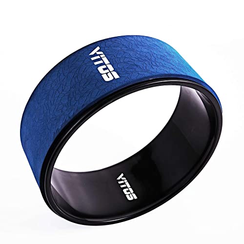 Vitos Fitness Yoga Wheel Roller | for Dharma Yoga Wheel Pose, Stretching and Improving Back Bend Deepen Practice Release Tight Muscles 12.6" x 5" (Blue Black)