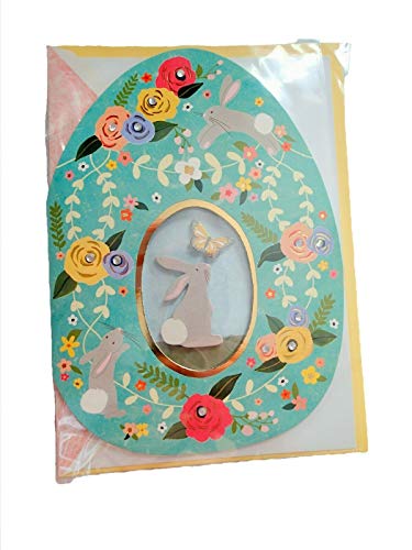 Design Design Easter Card 3D Jewel Egg Bunny Flowers American Greeting