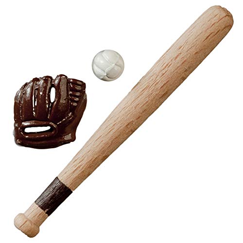 Aztec Imports Dollhouse Baseball Bat Glove & Ball Miniature Games Accessory 1:12 Scale