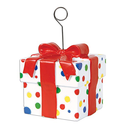 Beistle Polka Dots Gift Box Photo/Balloon Holder Party Accessory (1 count)