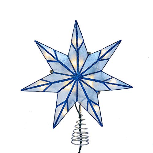 Kurt Adler Kurt S. Adler 10-Light 7-Point Blue Capiz Star Treetop, White