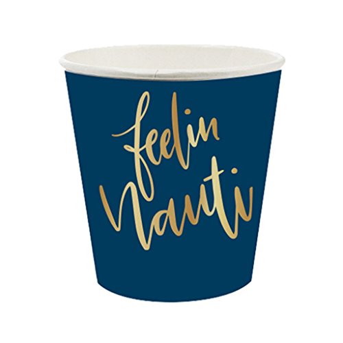 Creative Brands Slant Collections 10-Count Paper Shot Party Cups, 4-Ounce, Feelin Nauti