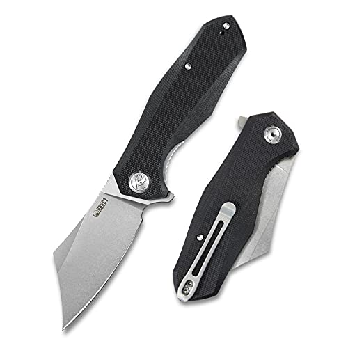 Kubey KU329 7.72" Pocket Folding Knife Clip Point D2 Blade and G10 Handle with Reversible Deep Carry S.S Clip for Hunting Camping and Survival (Black)