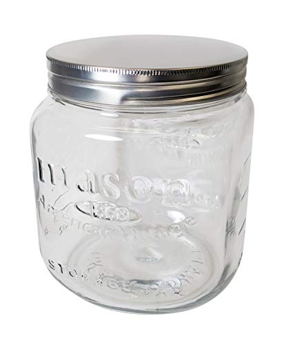 Grant Howard Jumbo Mason Embossed Glass Storage Jar, 92 Ounces, Clear
