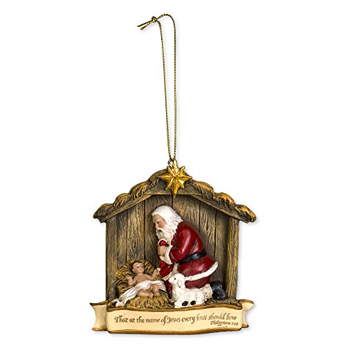 Roman Joseph Studio The Kneeling Santa with Baby Jesus Christmas Ornament