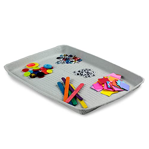 Hygloss Products Rectangle Pulp Trays 25 Pieces, Light Grey