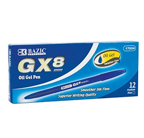 BAZIC GX-8 Blue Oil-Gel Ink Pen, 12/Box
