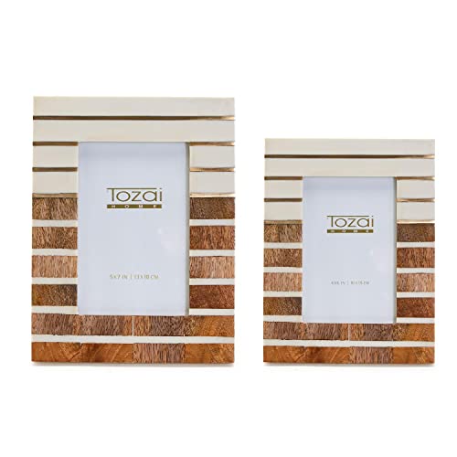 Two's Company ARU016-S2 Thompson Photo Frames with Brass inlay, Set of 2