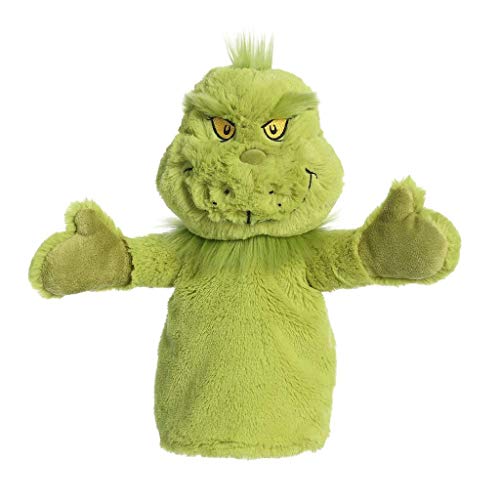 Aurora 15961 Dr. Seuss Grinch Hand Puppet Plush Toy, 10-inch Height, Green