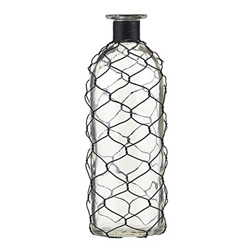 Creative Brands 47th & Main Glass Decorative Vase, 8" Tall, Wire