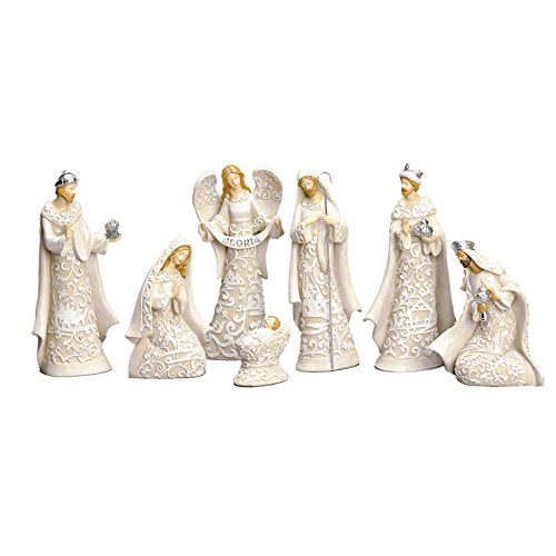 Roman Nativity Sets Exclusive 7-Piece, Features The Holy Family with The 3 Kings and a Gloria Angel, 7.5-Inch
