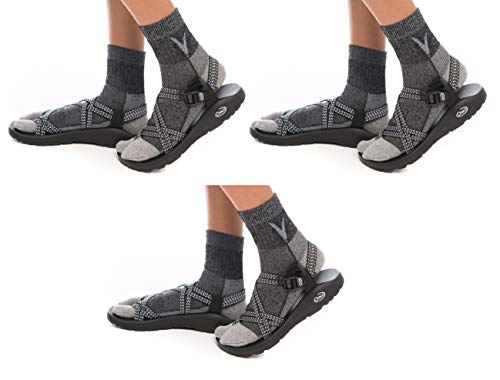 V-Toe Socks 3 Pairs V-Toe Wool Split Toe flip-Flop Tabi Outdoor Indoor Hiking Casual Men, Womens Socks Charcoal Size: Men 8.5-10.5 Women 9-11.5