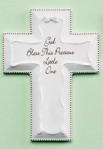 Roman White God Bless Wall Cross