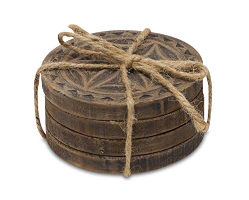 Melrose 82275 Wood Coasters, Set of 4
