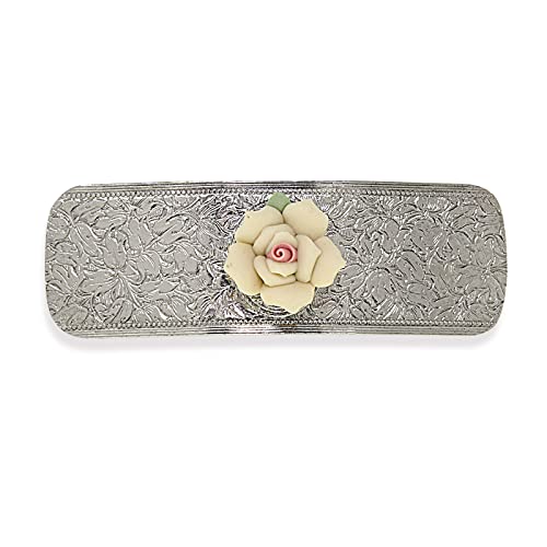 1928 Jewelry Women's Ivory Porcelain Flower Hair Barrette, (1 Pcs)