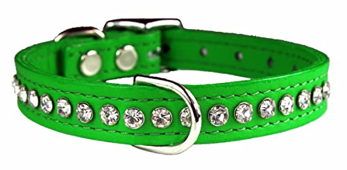 OmniPet Signature Leather Crystal and Leather Dog Collar, 14", Emerald