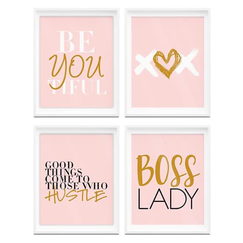 Designs by Maria Inc. Boss Lady (Unframed) Good Things Come to Those Who Hustle Fashionista Inspirational Set (8x10)