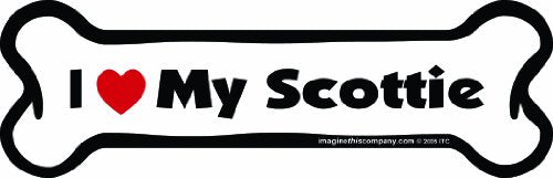 Imagine This Company Bone Car Magnet, I Love My Scottie, 2-Inch by 7-Inch