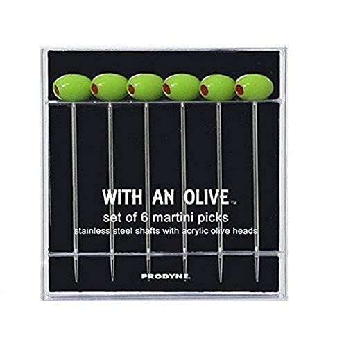 Prodyne "With an Olive Martini" Picks (Set of 6), Green