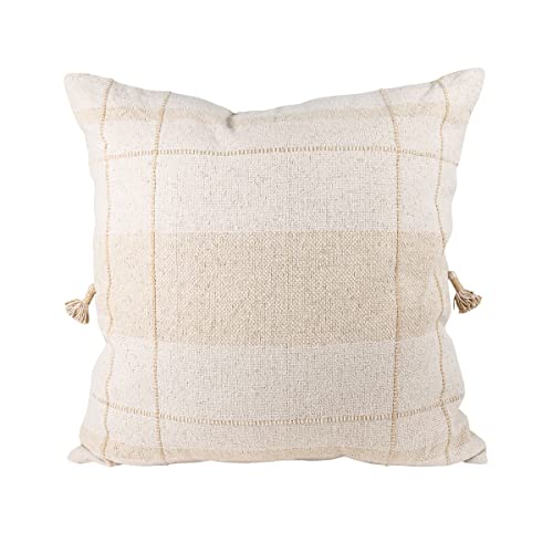 Foreside Home & Garden Tan Cross Striped24X24 Hand Woven Filled Pillow