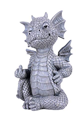 Pacific Trading Giftware Garden Dragon Finger up Garden Display Decorative Accent Sculpture Stone Finish