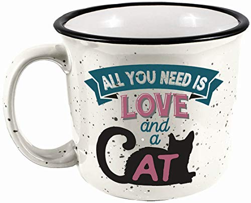 Spoontiques 21514 Cat Camper Mug, 14 ounces, White