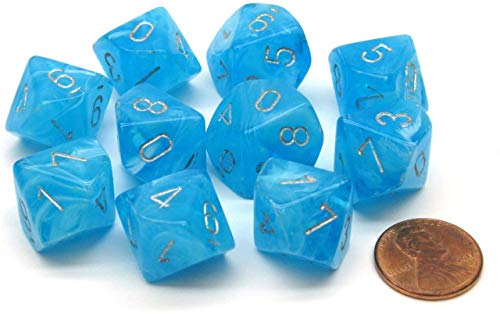 Chessex Luminary D10 Glow in The Dark Dice Set Sky with Silver