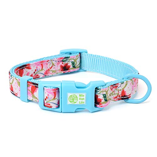 Mile High Life | Natural Wild Flower Collection | Soft Poly Cotton Fabric | Girl Dog Collars (Lily, Collar -S)