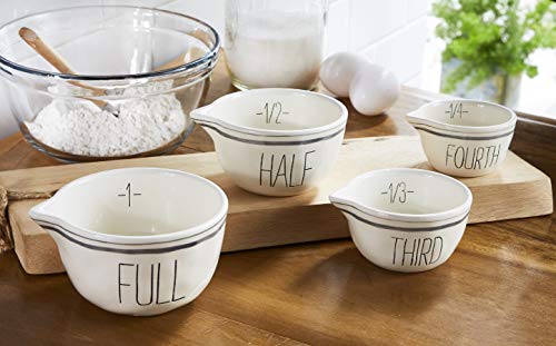 Mud Pie Striped Measuring Bowl Set, stacked 2 3/4" x 4 3/4", Dolomite