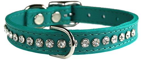 OmniPet 6087-JD16 Signature Leather Crystal and Leather Dog Collar, 16", Jade