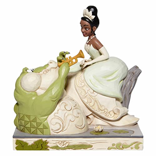 Enesco Disney Traditions by Jim Shore White Woodland The Princess and The Frog Tiana with Louie Figurine, 7.5 Inch, Multicolor