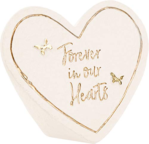 Pavilion Gift Company Forever Mini 3-Inch Resin Memorial Heart for Gravestone, Gold