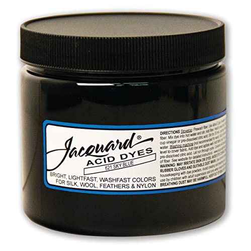 Jacquard Acid Dye for Wool, Silk and Other Protein Fibers, 8 Ounce Jar, Concentrated Powder, Sky Blue 621