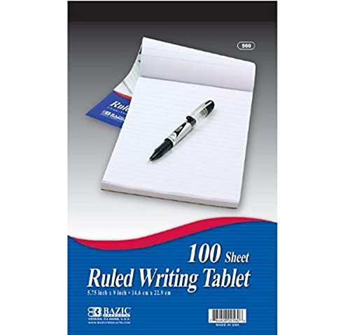 BAZIC 100 Ct. 5.75" X 9" Ruled Writing Tablet