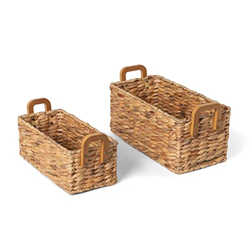 Park Hill Collection EAW20617 Woven Water Hyacinth Rectagle Storage Basket, 15.50-inch Length