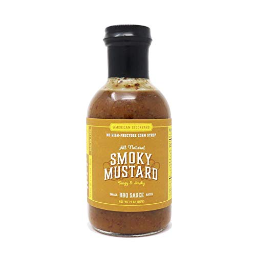 Spicin Foods American Stockyard - Organic Smoky Mustard BBQ Sauce - Made in USA - 14oz Bottle - Family Friendly - Handcrafted in Small Batches with All Natural Ingredients