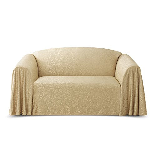 Belle Maison Stylemaster Brianna Jacquard Furniture Throw, Love Seat, Gold
