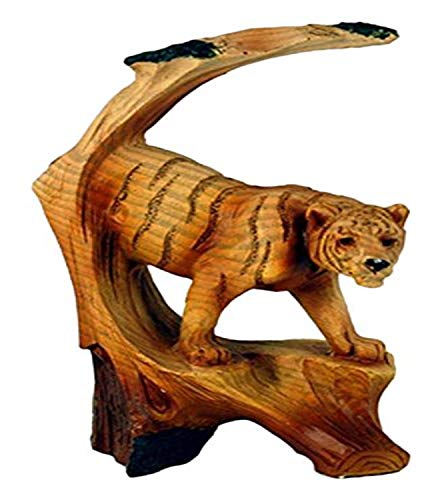 KRZH StealStreet MME-920 Ss-Ug-Mme-920, 5" Tiger Scene Carving Faux Wood Decorative Figurine, Brown